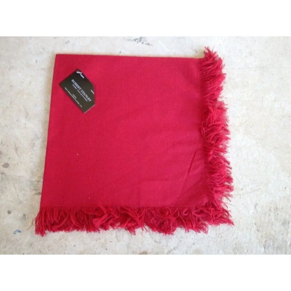 Robert Stanley Christmas Set‎ of 2 Dinner Napkins Red Fringed 18x18